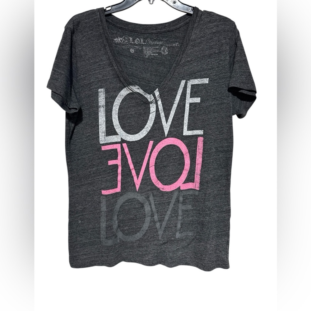 L.O.L. Vintage Gray and Pink Love Tee